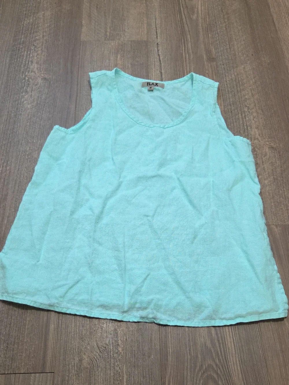 FLAX Light Aqua Sleeveless Linen Top - Picture 1 of 4